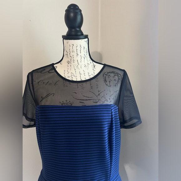 BCBG Navy and Black Sheer Sleeve Mini Dress - Picture 8 of 10